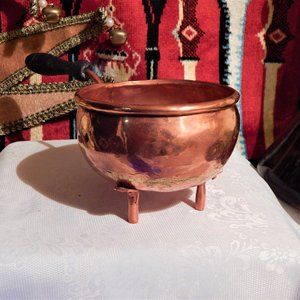 19th-Century Handmade Copper Melt-Pot Wood-Coverd Handle, Holland-Made